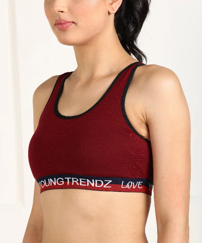 Womens Non Padded Love  Elastic Combo Sports Bra