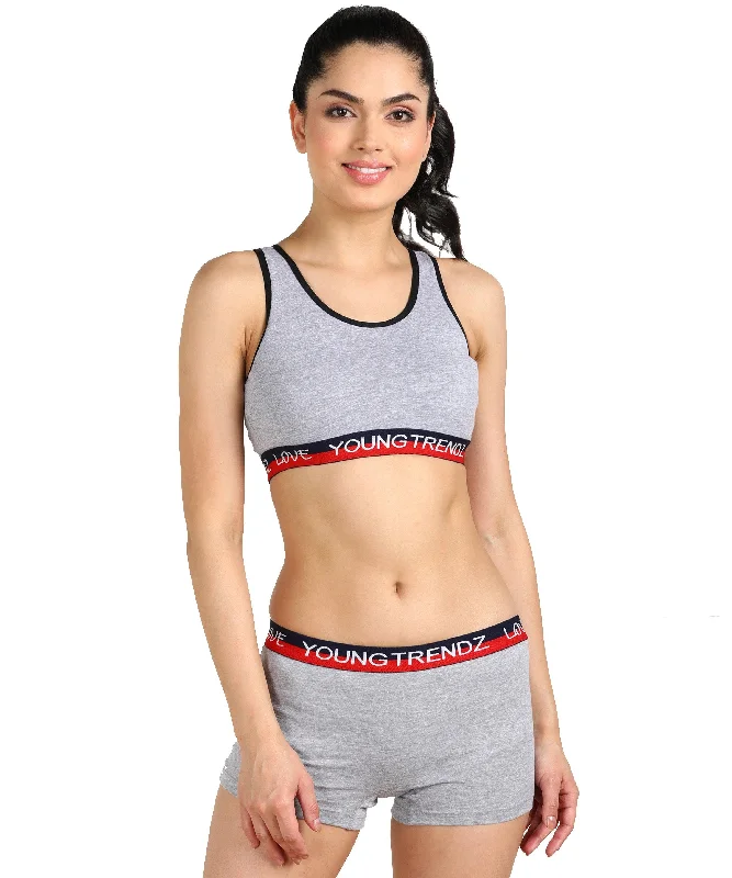 Womens Non Padded Love  Elastic Combo Sports Bra