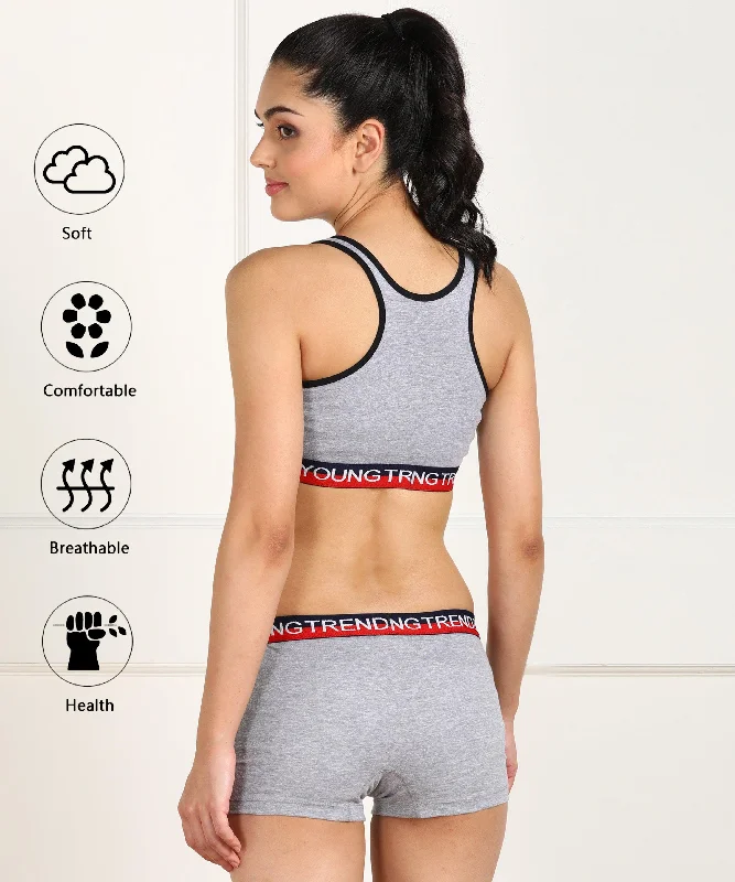 Womens Non Padded Love  Elastic Combo Sports Bra