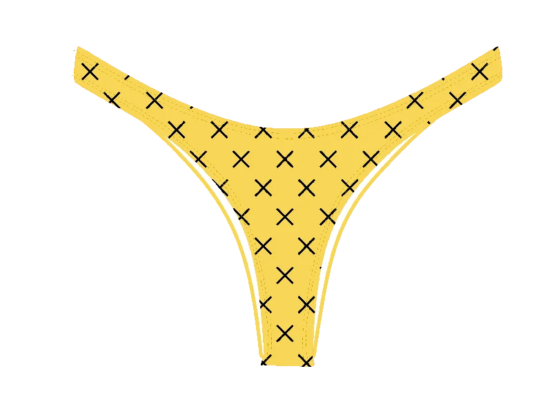 Yellow Logo Print Chic 80's Bottoms