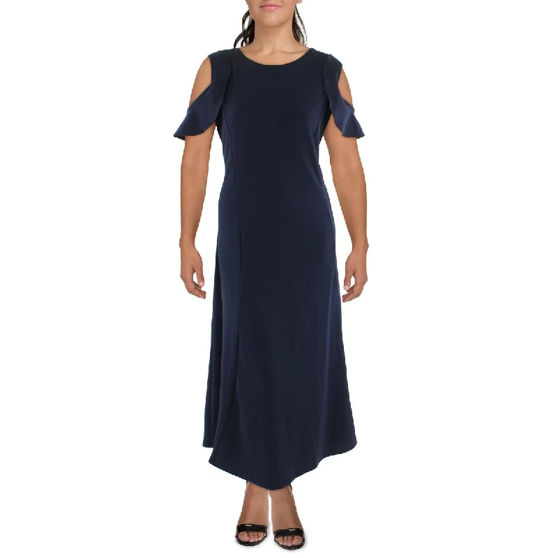 24seven Comfort Apparel Womens Ruffle Sleeves Wide Neck Cocktail and Party Dress Tunics Polka dots