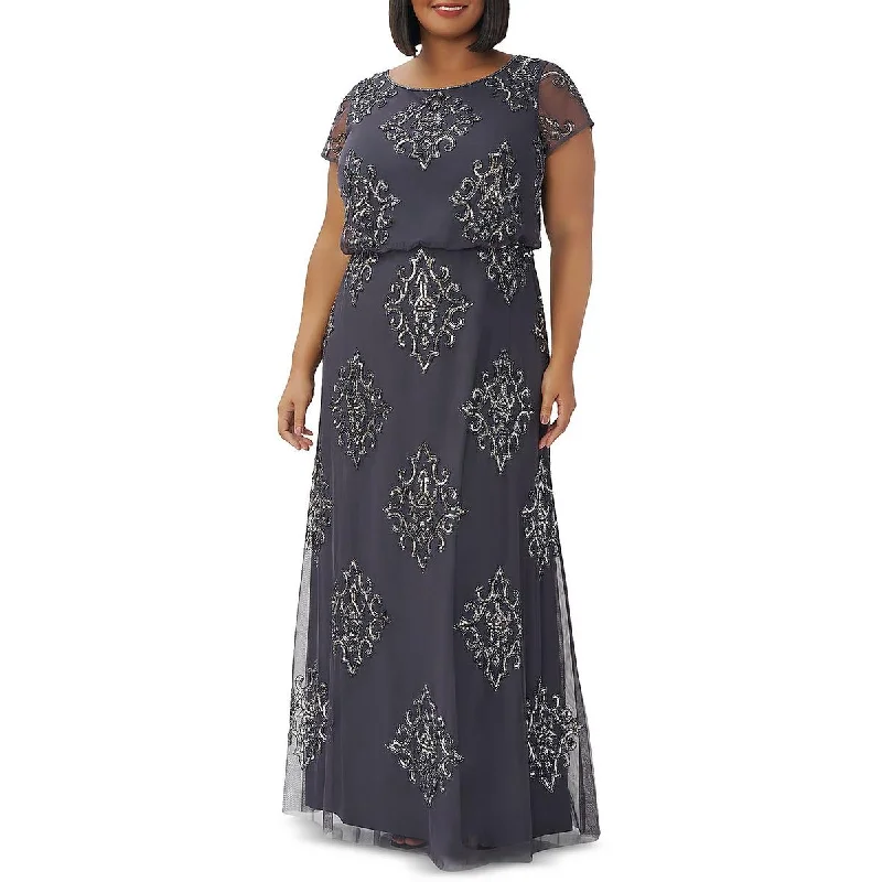 Adrianna Papell Womens Beaded Maxi Evening Dress Tunics Spring floral