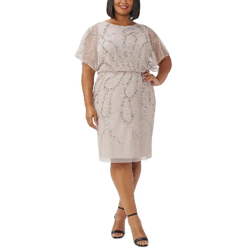 Adrianna Papell Womens Beaded  Cocktail and Party Dress Tunics Winter warm