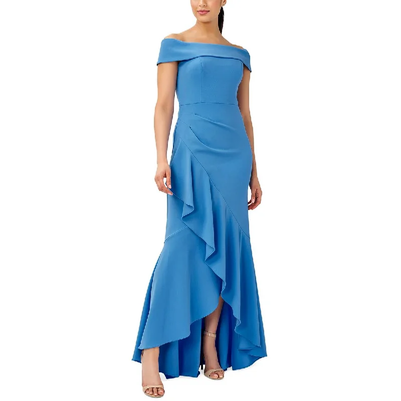 Adrianna Papell Womens Crepe Off-The-Shoulder Evening Dress Tunics Satin smooth