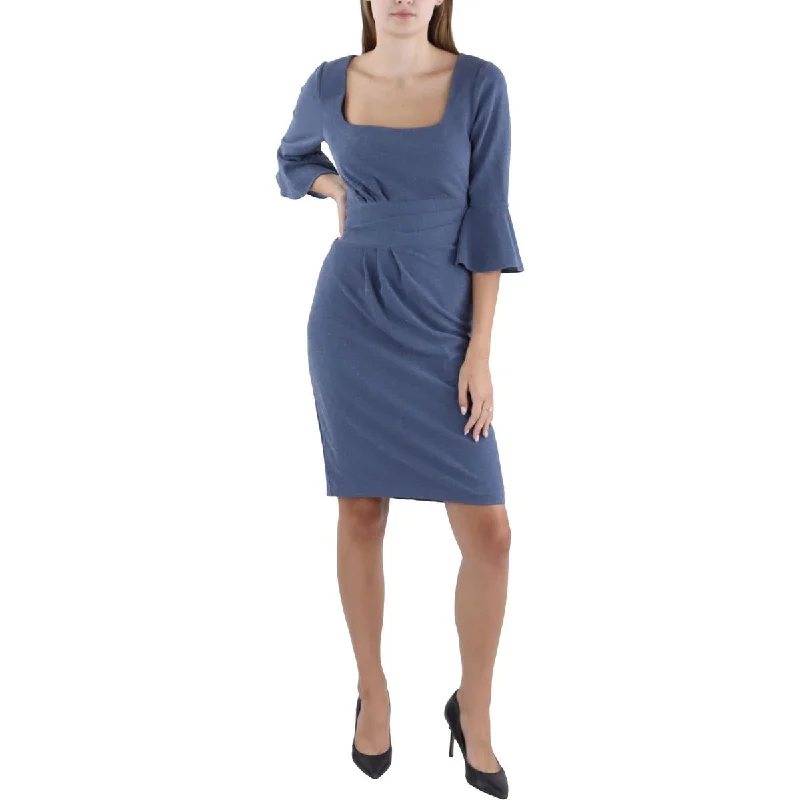 Adrianna Papell Womens Metallic Knee-Length Cocktail And Party Dress Boatneck Modish Everyday