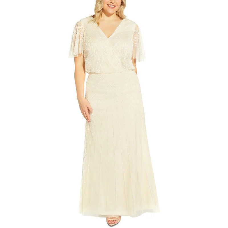 Adrianna Papell Womens Plus Blouson Maxi Evening Dress Tunics Spring floral