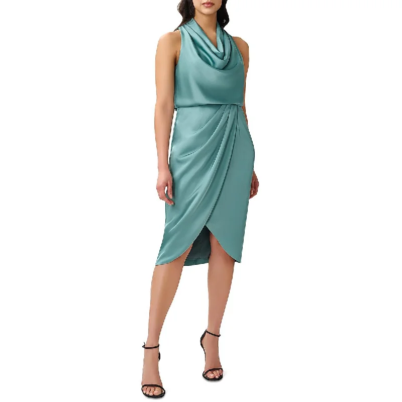 Aidan Mattox Womens Satin Cowl Neck Cocktail And Party Dress