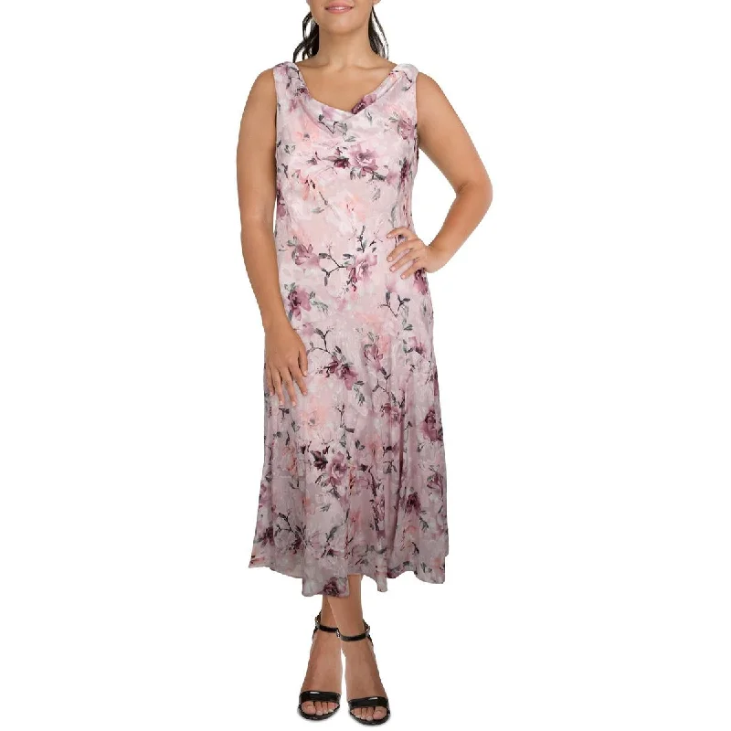 Alex Evenings Womens Floral Print Maxi Evening Dress