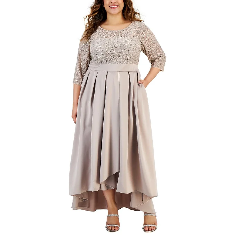 Alex Evenings Womens Plus Satin Belted Evening Dress Tunics Occasion special