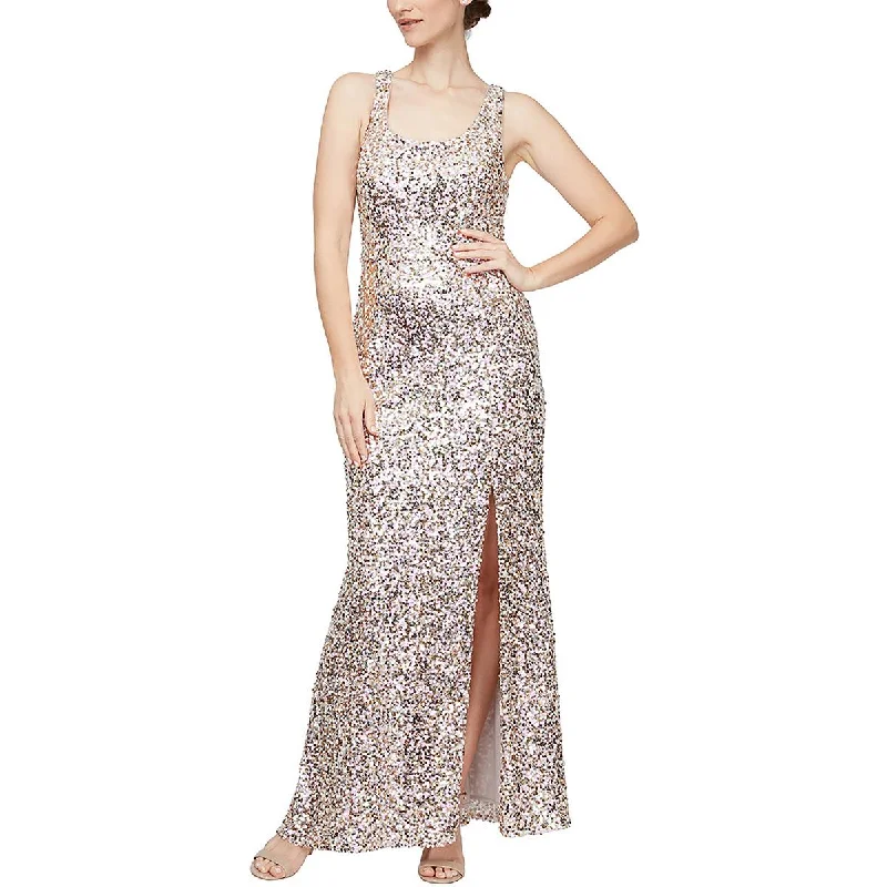 Alex Evenings Womens Sequined Long Evening Dress