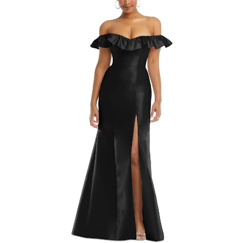 Alfred Sung Womens Ruffled  Evening Dress