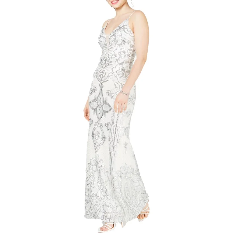 B&A by Betsy and Adam Womens Sequined Illusion Evening Dress Tunics Ceremony elegant