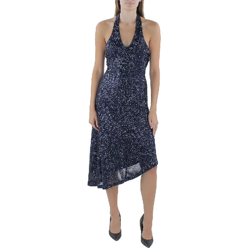 BCBGeneration Womens Halter Asymmetric Cocktail And Party Dress Turtleneck Neckline Stylish