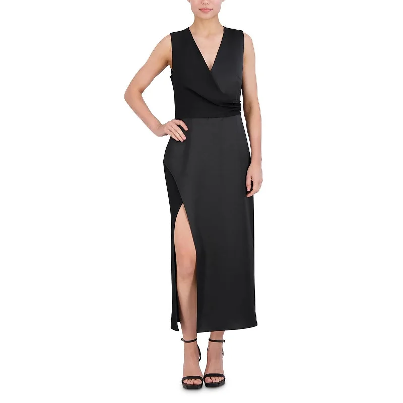 BCBGMAXAZRIA Womens Faux Wrap Sleeveless Cocktail And Party Dress