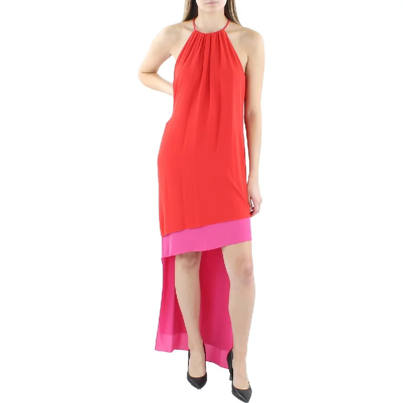 BCBGMAXAZRIA Womens Halter Hi-Low Cocktail And Party Dress Bodycon Fitted Nightout