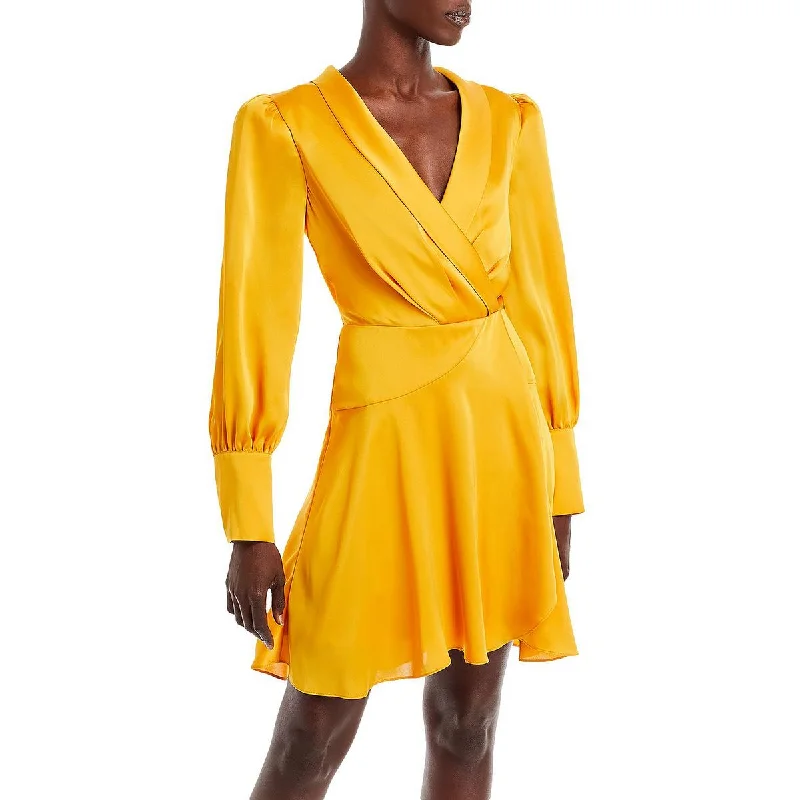 BCBGMAXAZRIA Women's Sateen Long Sleeve Cocktail Evening Dress Tunics Bridal satin
