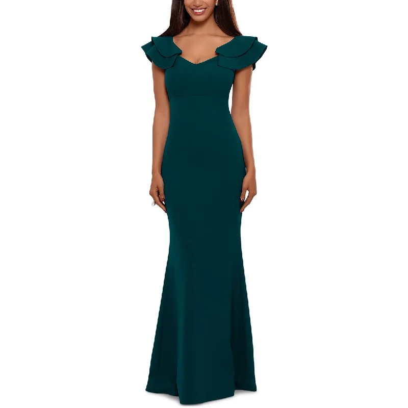 Betsy & Adam Womens Crepe Ruffled Evening Dress Tunics Vintage classic