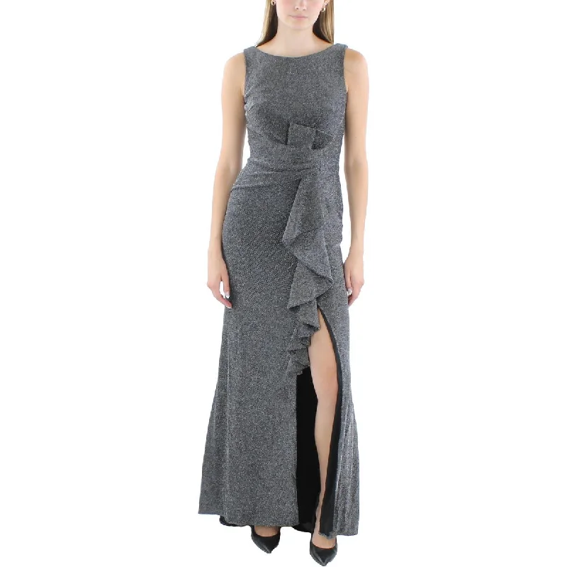 Betsy & Adam Womens Metallic Nylon Evening Dress Cowl Neckline Elegant
