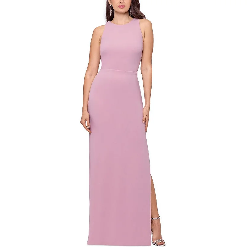 Betsy & Adam Womens Scuba Halter Evening Dress