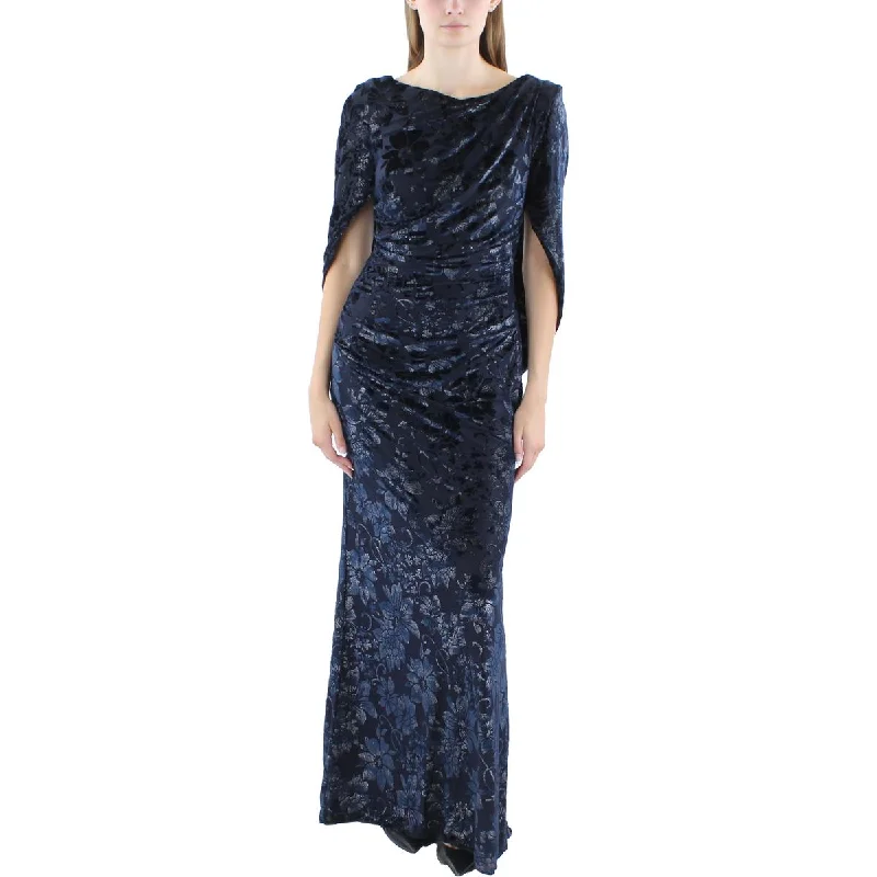 Betsy & Adam Womens Velvet Evening Dress