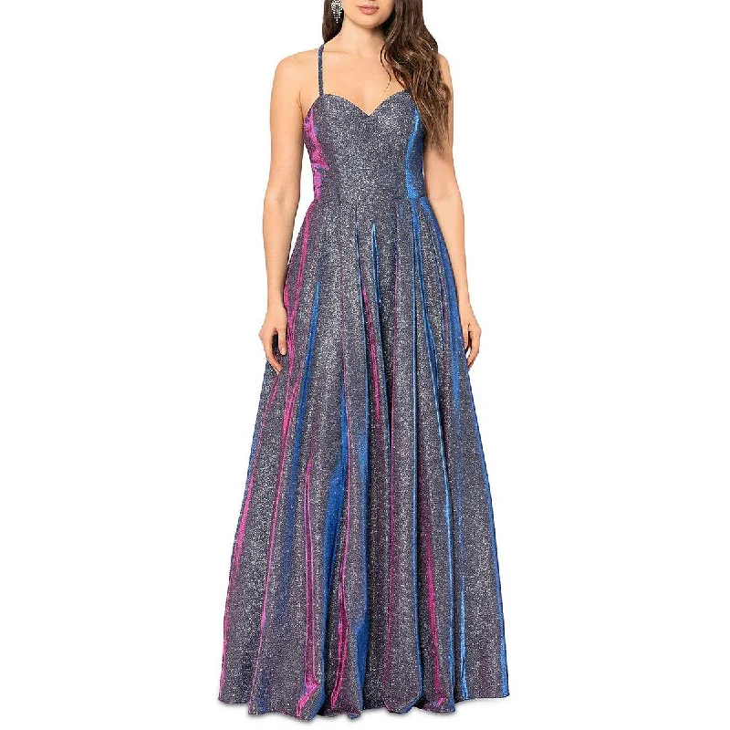 Blondie Nites Womens Juniors Glitter Illusion Evening Dress Bodycon Fitted Nightout