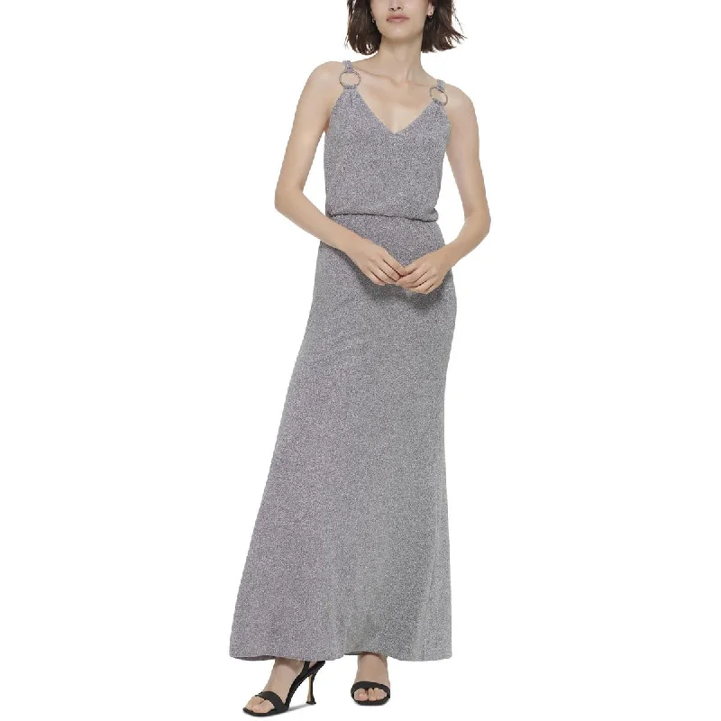Calvin Klein Womens Metallic Ring Embellished Evening Dress Tunics Silk luxurious