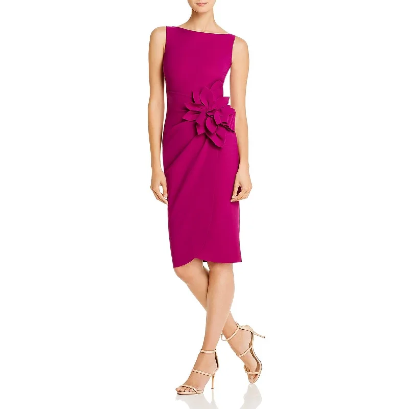 Chiara Boni Womens Glenaly Flower Applique Faux Wrap Cocktail and Party Dress Tunics Designer luxury