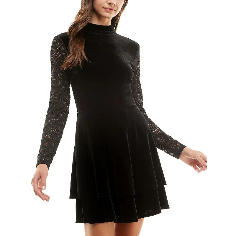 City Studios Womens Juniors Velvet Mini Cocktail and Party Dress