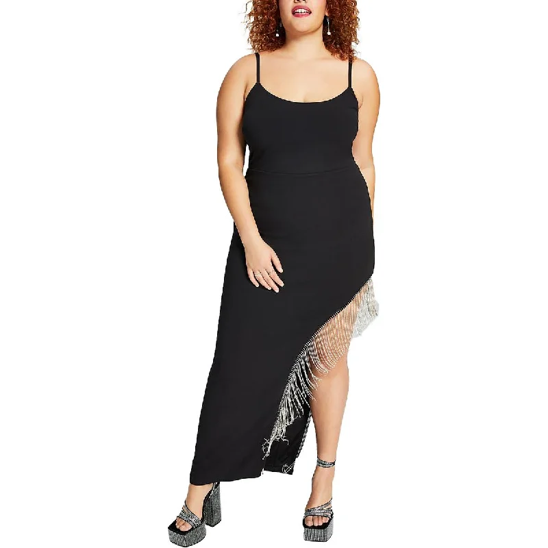 City Studios Womens Plus Crepe Rhinestone Evening Dress Mermaid Tail Wedding