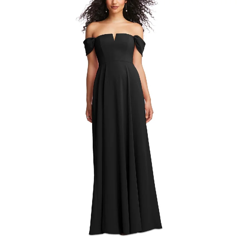 Dessy Collection by Vivian Diamond Womens Solid  Evening Dress Glittery Long Formal