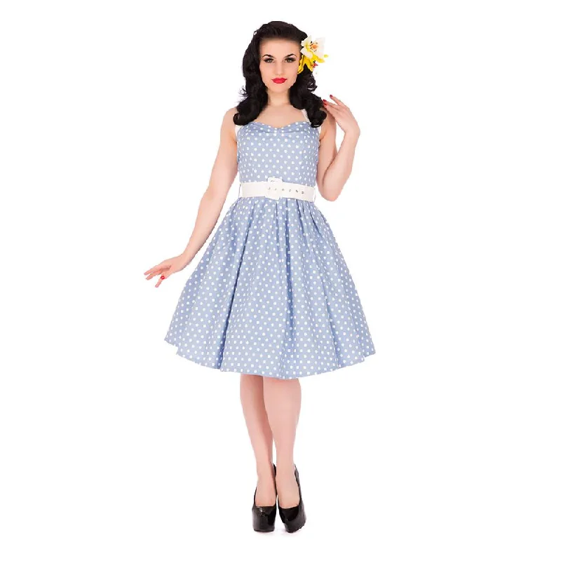 DOLLY & DOTTY | BLUE SMALL POLKA SOPHIE DRESS
