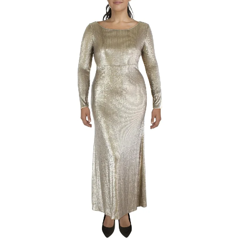 Donna Karan Womens Sequined Long Evening Dress