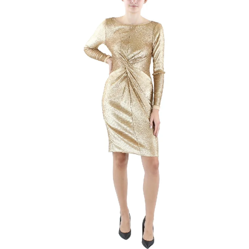 Donna Karan Womens Sequined Midi Cocktail And Party Dress