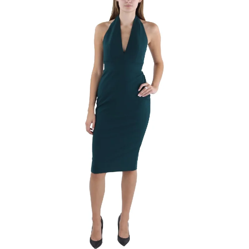 Dress The Population Womens Halter Knee-Length Cocktail And Party Dress Shift Classic Vintage