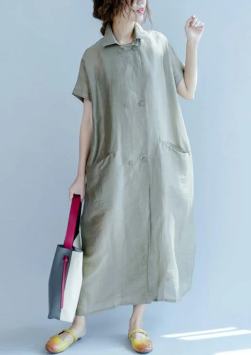 Gray Green Slik Sundress Plus Size Summer Silk Dresses Flowy Traveling Dress