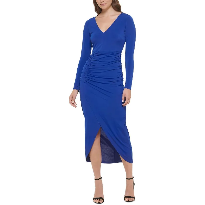 Guess Womens V Neck Front Slit Cocktail and Party Dress