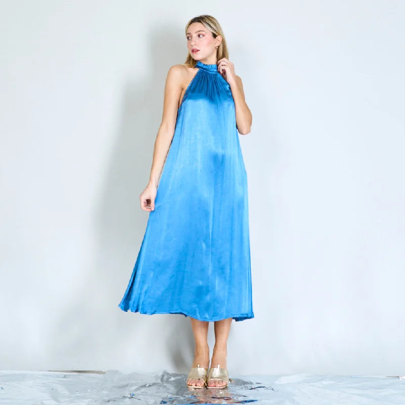 Halterneck satin dress wholesale