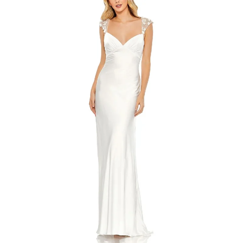 Ieena for Mac Duggal Womens Satin Embellished Evening Dress Tunics Seasonal trendy