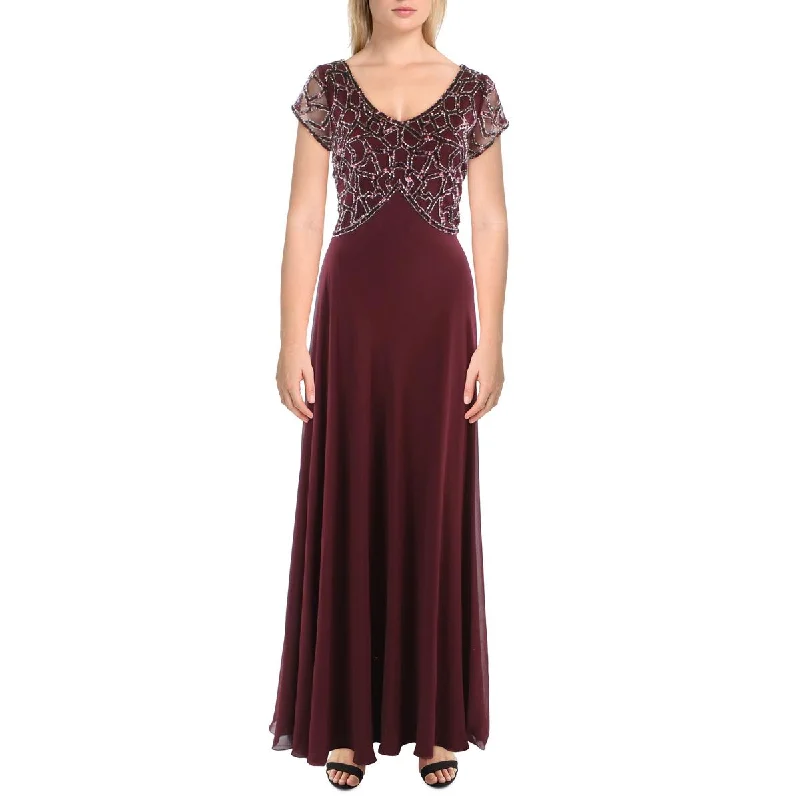 JKara Womens Beaded Long Evening Dress