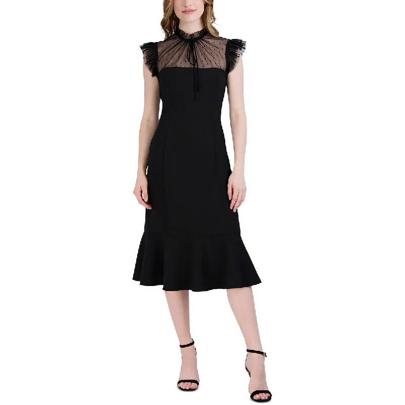 Julia Jordan Womens Illusion Ruffle Cocktail and Party Dress