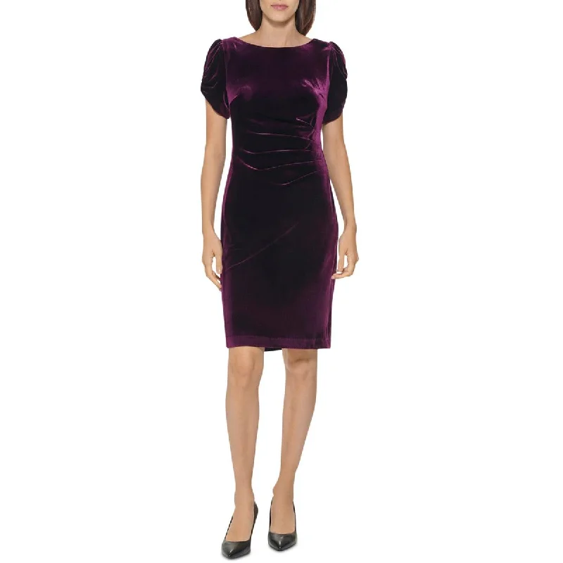 Karl Lagerfeld Paris Womens Velvet Ruched Cocktail and Party Dress Tunics Travel practical