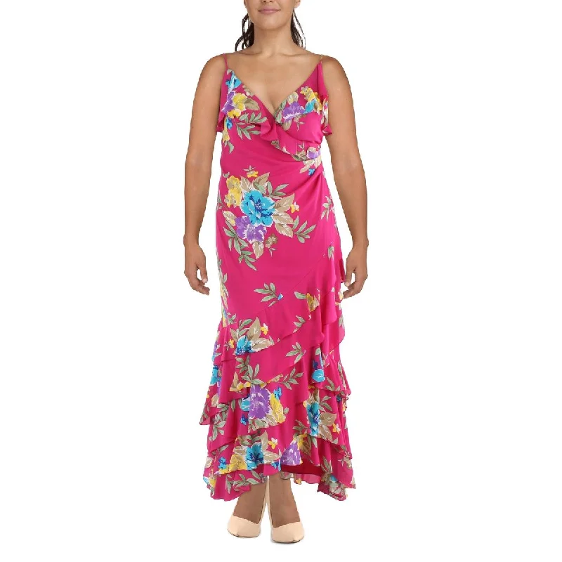 Lauren Ralph Lauren Womens Floral Print Long Evening Dress