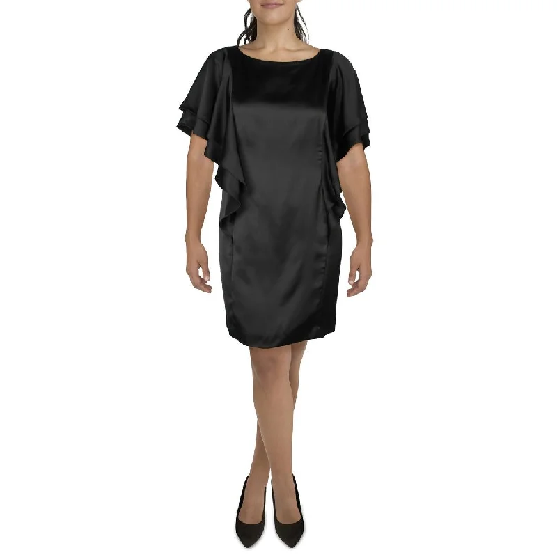 Lauren Ralph Lauren Womens Satin Flutter Sleeve Cocktail And Party Dress