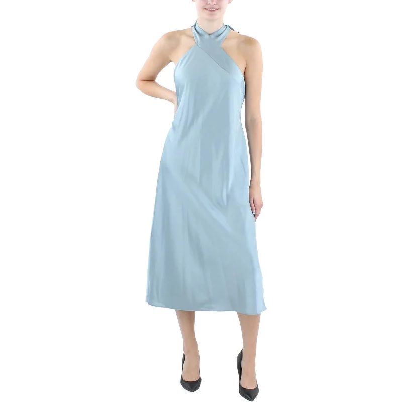 Lauren Ralph Lauren Womens Satin Halter Cocktail And Party Dress Turtleneck Warm Winter