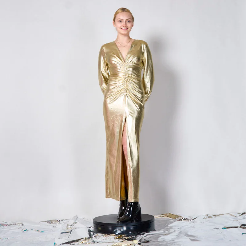Long elegant metallic dress wholesale