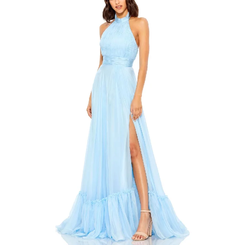 Mac Duggal Womens Chiffon Halter Evening Dress Tunics Sophisticated sleek