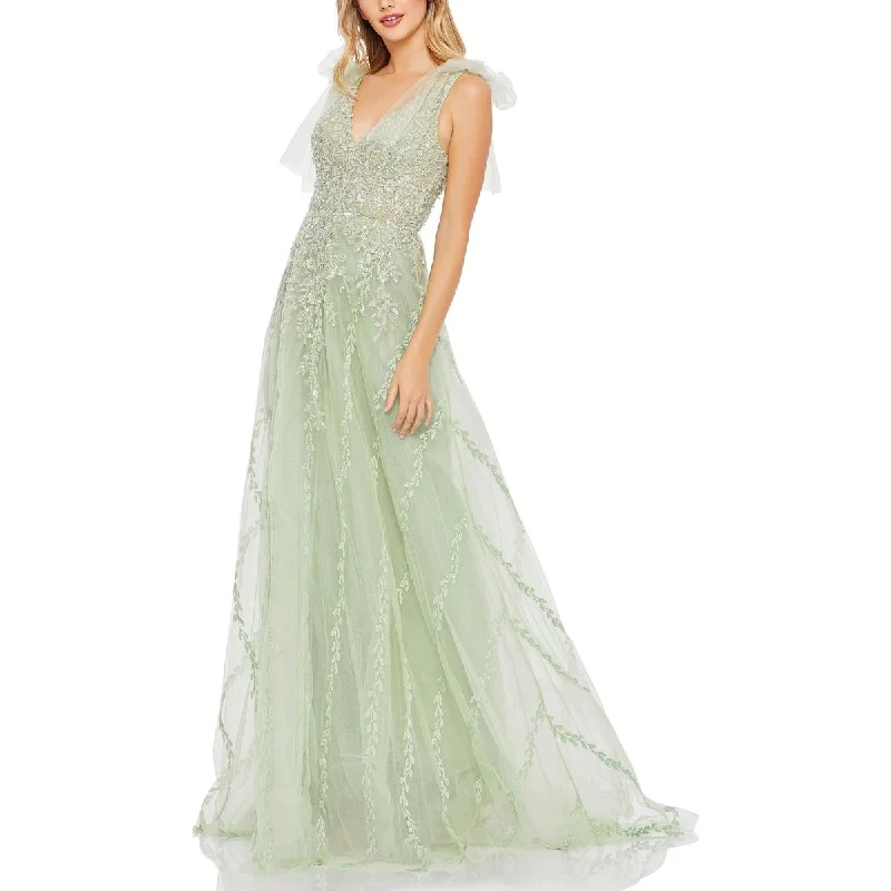 Mac Duggal Womens Embellished Illusion Evening Dress Tunics Floral girly