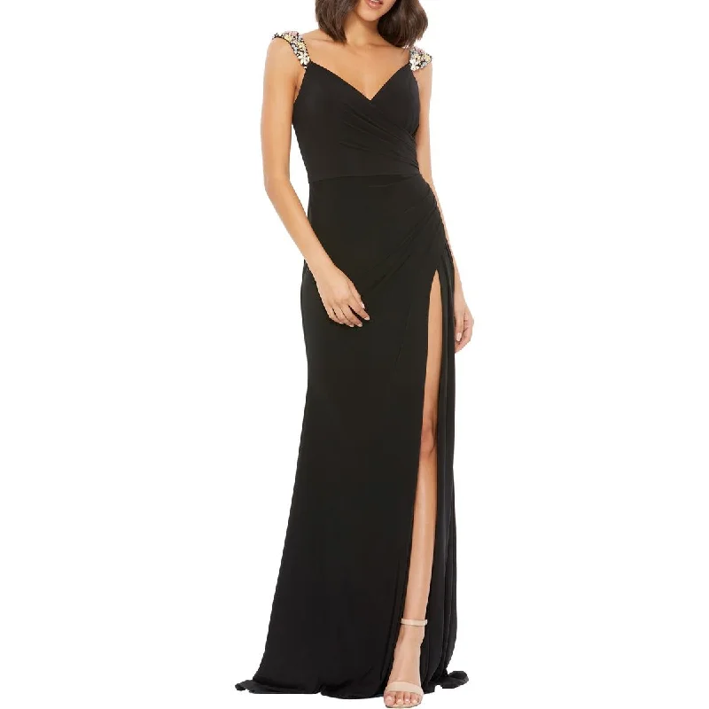 Mac Duggal Womens Embellished Maxi Evening Dress Tunics Solid Classic
