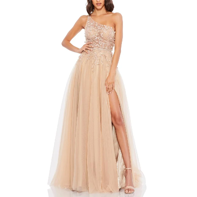 Mac Duggal Womens Embellished One Shoulder Evening Dress Tunics Brand named