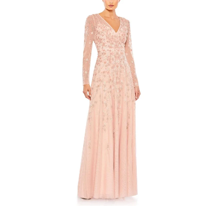 Mac Duggal Womens Embellished Special Occasion Evening Dress Boatneck Modish Everyday